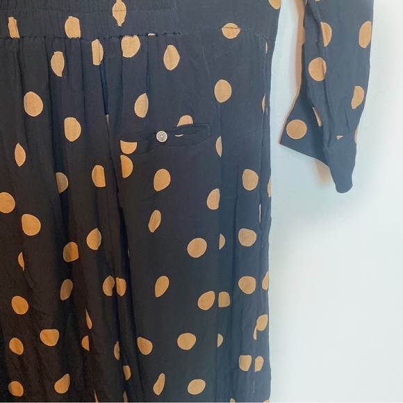 Anthropologie Jumpsuit Loveland Polka Dot Wide Leg Black/Tan Size 14 - Picture 12 of 13